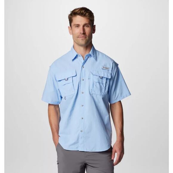 Columbia‎ Bahama II Shirt Mens Large Blue Fishing Vented Button Down Omni Shade - Picture 1 of 11